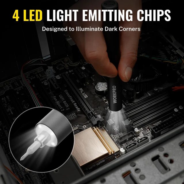 Alt view image 14 of 14 - 20-in-1 Mini Electric Screwdriver Set, Precision Screwdriver Set | 20 S2 Steel Bits, 3.6V Type-C Rechargeable, 0.35N.m, LED Light, Precision Repair Tool for Electronics Phone Camera & Laptop
