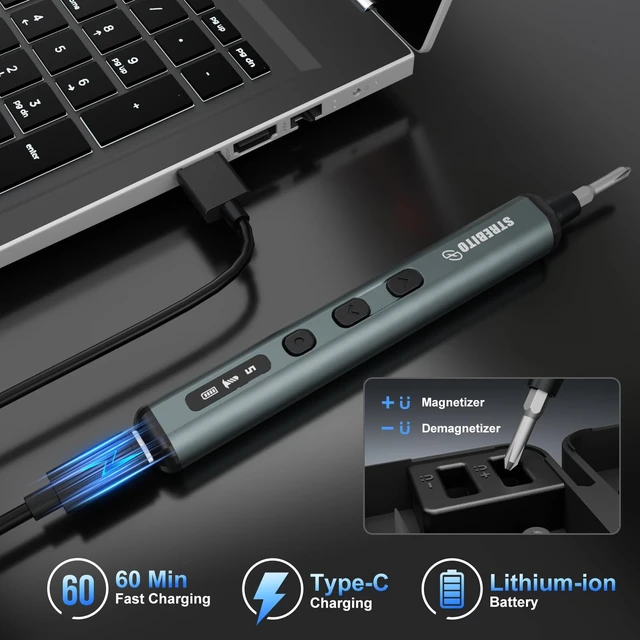 Alt view image 13 of 14 - Mini Electric Screwdriver, 67 in 1 Electric Screwdriver Kit | 50 S2 Preicison Bits, 5 Torque Settings, Organized Storage, Mini Power Screwdriver Rechargeable Tool Kit for PC Electronics
