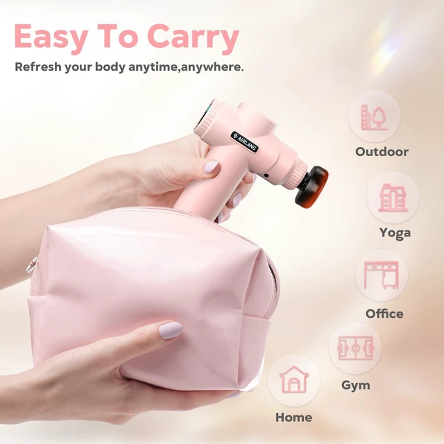 Alt view image 13 of 14 - Birthday Gifts for Women Massage Gun with Heat deep Tissue Pink | Mini Portable Travel Massager Percussion Muscle Back Massage Gun Pain Relief Body Handheld Massage tools Carrying Case LED