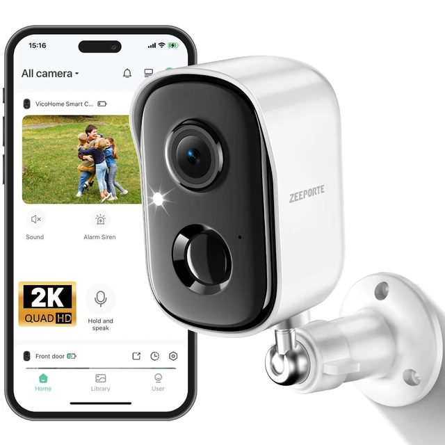 Alt view image 8 of 14 - Security Cameras Wireless Outdoor, 2K Cameras for Home Security with Color Night Vision, SD/Cloud Storage,Longer Battery Life, Weatherproof, AI Motion Detection, Spotlight Siren Alarm