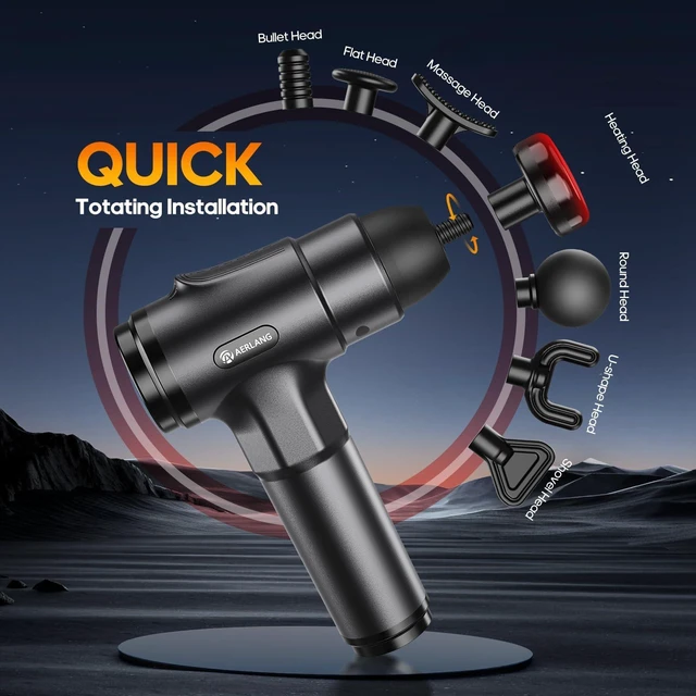 Alt view image 11 of 14 - Massage Gun with Heat Massager Deep Tissue Muscle Massager Gifts for Men | Back Massager for Athlete for Pain Relief Percussion Handheld Massage Gun Birthday Gifts for Him 7Head&Silent Gray Carry case