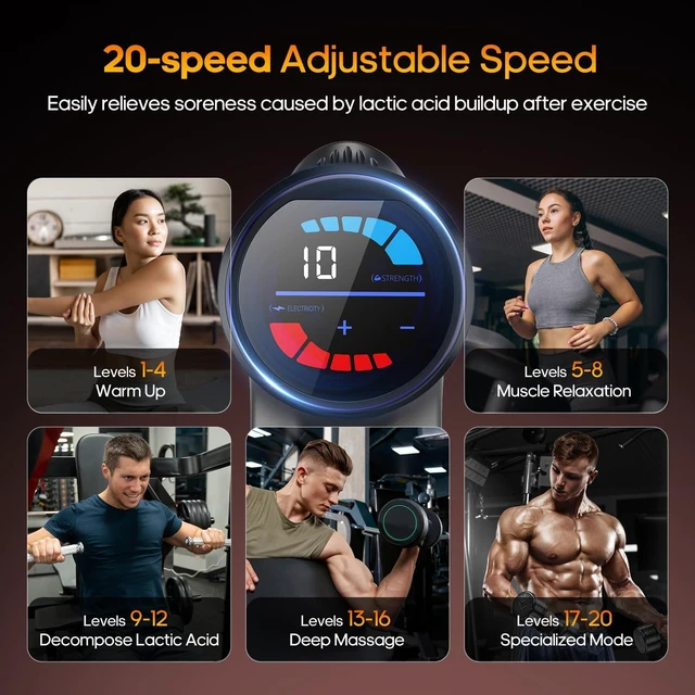 Alt view image 14 of 14 - Massage Gun with Heat Massager Deep Tissue Muscle Massager Gifts for Men | Back Massager for Athlete for Pain Relief Percussion Handheld Massage Gun Birthday Gifts for Him 7Head&Silent Gray Carry case