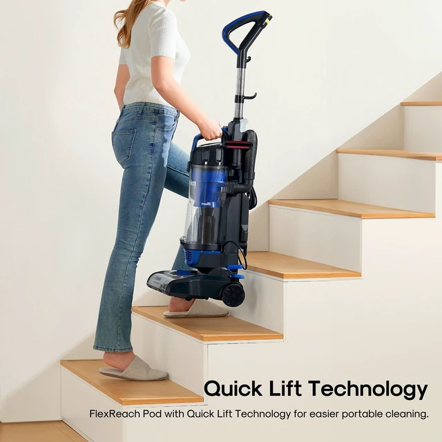 Alt view image 12 of 14 - Lightweight Powerful Upright Vacuum Cleaner for Carpet and Hard Floor, PowerSpeed, New Model,Blue,black/New Model