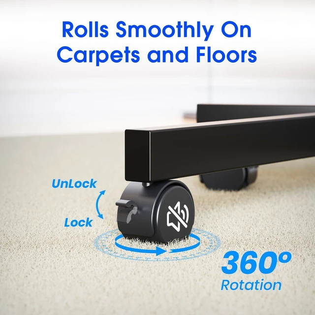 Alt view image 11 of 14 - Rolling TV Stand, Mobile TV Stand for 23-60 Inch LCD LED TVs, Black | Outdoor TV Stand on Locking Wheels, Tilt Portable TV Stand for Bedroom and Living Room, Holds up to 88Lbs, Max VESA 400x400mm