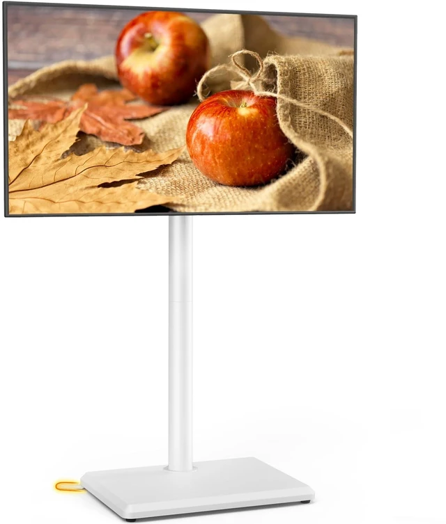 Alt view image 8 of 14 - Universal Floor TV Stand with Mount for Most 32-65 Inch TV up to 88lbs | Height Adjustable TV Floor Stand with Wood Base for Space Saving (WHITE, Wooden Base)
