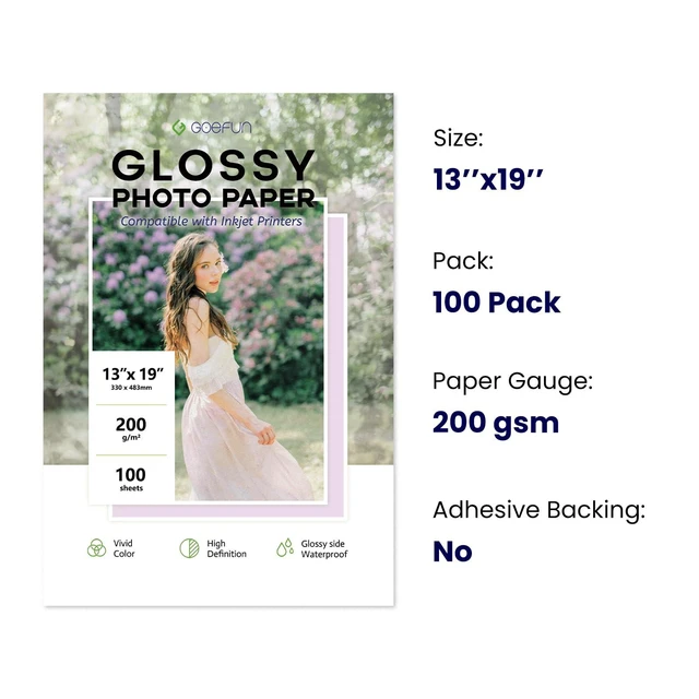Alt view image 9 of 14 - 13x19 Photo Paper Glossy, 54 LB Printer Photo Paper 100 Sheets 200 GSM 13 x 19 Picture Paper for Inkjet Printer and Dye Ink