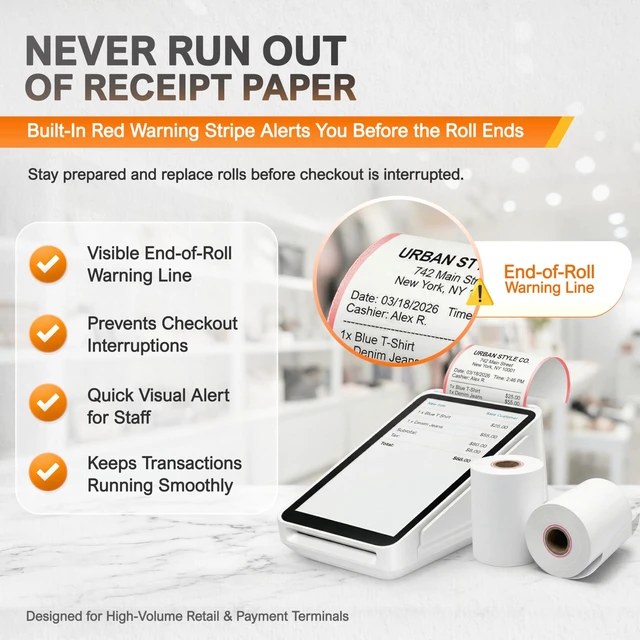 Alt view image 9 of 14 - Square Terminal Paper Rolls 2 1/4" x 55' BPA Free Thermal Receipt Paper for Square Credit Card Machine POS Printer, 50 Pack