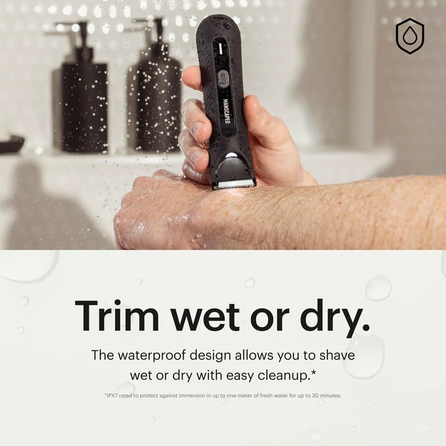 Alt view image 10 of 14 - ® The Lawn Mower® 3.0 Plus Groin & Body Hair Trimmer | Updated SkinSafe® Trimmer Blade, Waterproof Wet/Dry Groomer, USB-C Rechargeable, Mens Wireless Ball Shaver, Tuxedo Black
