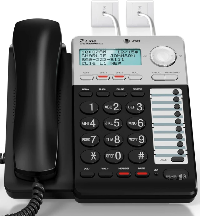 Alt view image 4 of 6 - AT&T ML17929 2-Line Corded Speakerphone with Caller ID/Call Waiting, Black - Built-in Speakerphone, 3-Way Conferencing, Headset Compatible