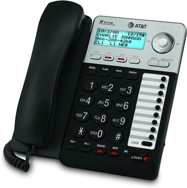Alt view image 5 of 6 - AT&T ML17929 2-Line Corded Speakerphone with Caller ID/Call Waiting, Black - Built-in Speakerphone, 3-Way Conferencing, Headset Compatible