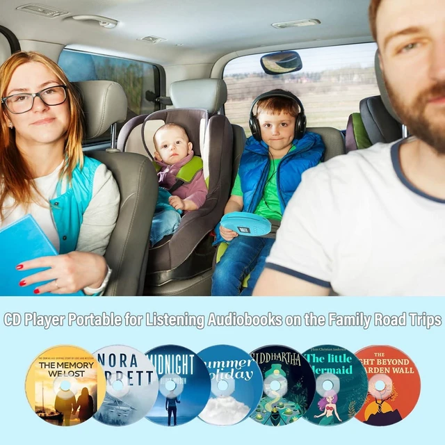 Alt view image 12 of 14 - CD Player Portable | Speaker Built-in Rechargeable CD Player for Car and Home, Anti-Skip Player with Headphones(Cyan-Blue)