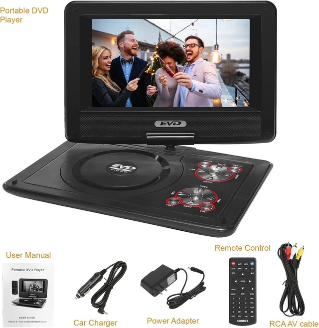 Alt view image 11 of 12 - 11.5" Portable DVD Player with 9.5" Swivel Screen, 5-Hours Rechargeable Battery,Car DVD Player,Support CD/DVD/SD Card/USB,Regions Free,Dual Speakers, Black