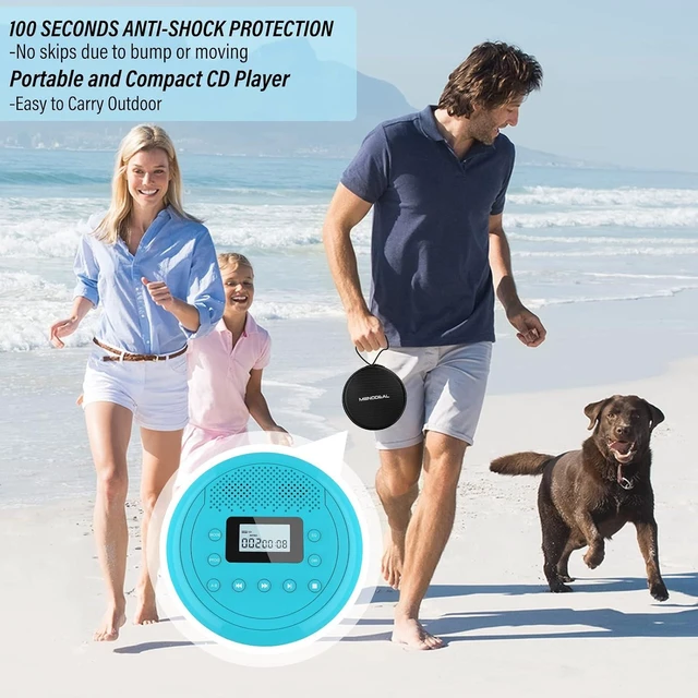 Alt view image 11 of 14 - CD Player Portable | Speaker Built-in Rechargeable CD Player for Car and Home, Anti-Skip Player with Headphones(Cyan-Blue)