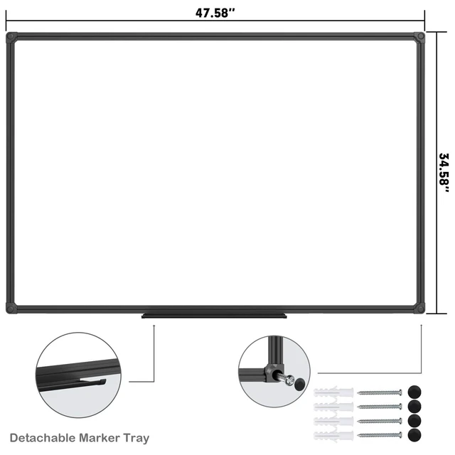 Alt view image 11 of 14 - Magnetic Whiteboard/White Board, Dry Erase Board 48 x 36 Inch Black Aluminum Frame Wall Mounted Board for Office Home and School