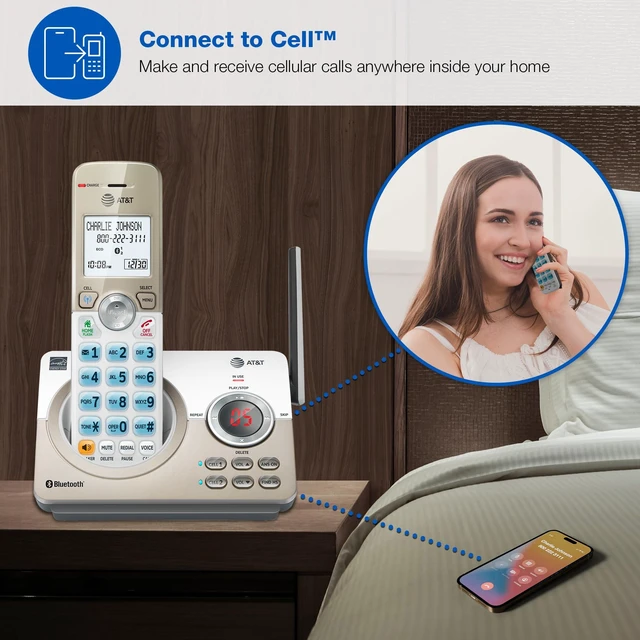 Alt view image 10 of 14 - DL72219 DECT 6.0 2-Handset Cordless Phone for Home with Connect to Cell, Call Blocking, 1.8" Backlit Screen, Big Buttons, intercom, and Unsurpassed Range