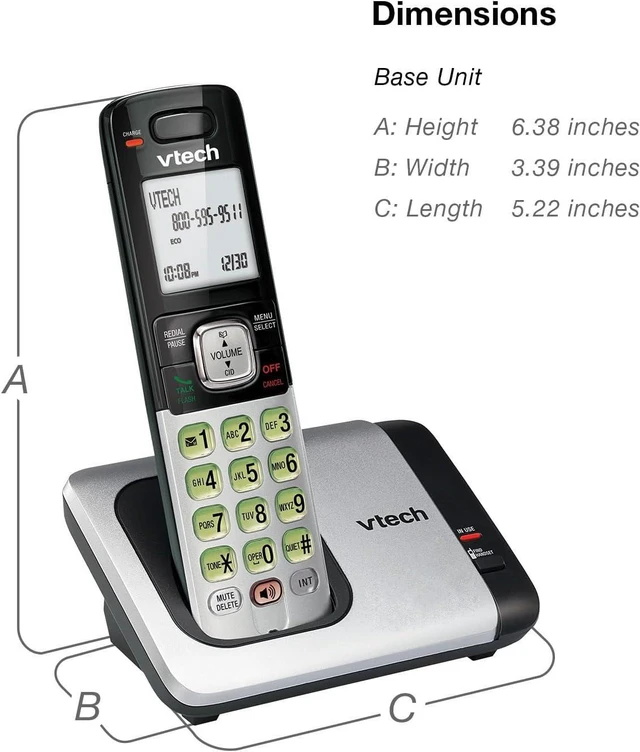 Alt view image 14 of 14 - VTech CS6719 DECT 6.0 Cordless Phone with Caller ID/Call Waiting, 1 Cordless Handset, Silver/Black