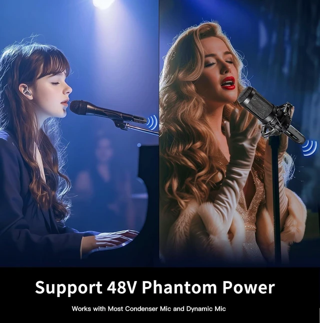 Alt view image 9 of 14 - Wireless Microphone Transmitter Receiver 2.4GHz, Wireless Microphone Adapter Rechargeable XLR Transmitter Receiver for Mixer PA Speaker DSLR Camera, 48V Phantom Power for Condenser Mic