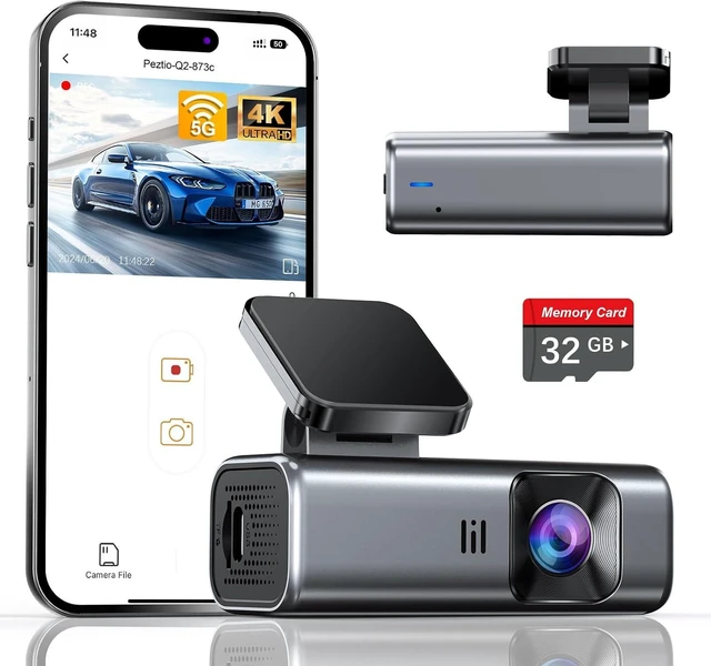 Alt view image 8 of 14 - galphi 4K Dash Cam Front, 5GHz WiFi, 32GB Card Included, Mini Dashcam | Screen-Free, APP Control, 160° Wide Angle, G-Sensor, Loop Recording, 24H Parking Monitor, Night Vision, Easy Install