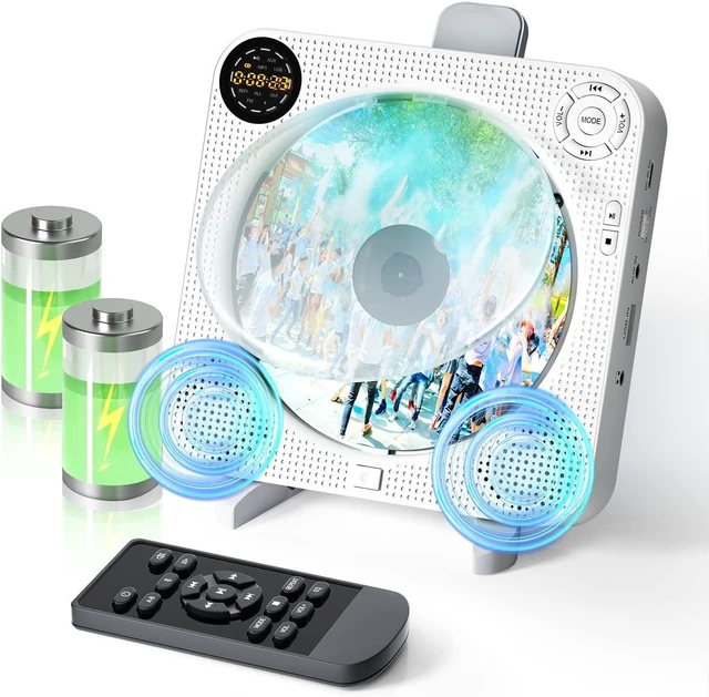 Alt view image 8 of 14 - Desobry Portable Bluetooth CD Player with Speakers Wall CD Player for Home with Remote Control FM Radio Digital Screen Headphone Jack Support AUX