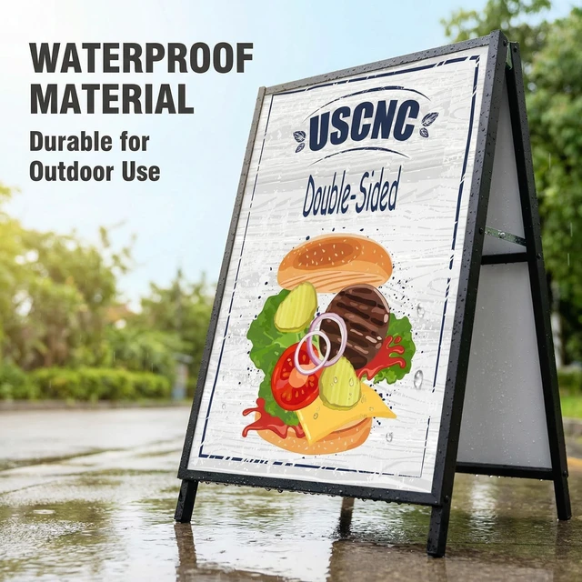 Alt view image 13 of 14 - 2 Pack Heavy Duty A-Frame Sidewalk Sign 24 x 36 Inch, Portable Double-Sided Sandwich Board Slide-in Folding Metal Signboard (Frame onlyNo white board)