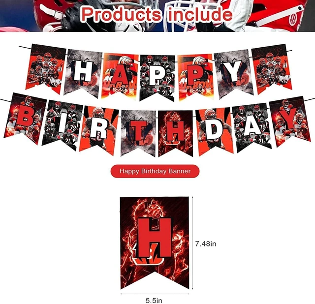 Alt view image 8 of 10 - Cincinnati Bengals Birthday Party Supplies Pack: Banner, Cake Topper, 12 Cupcake Toppers, 18 Balloons
