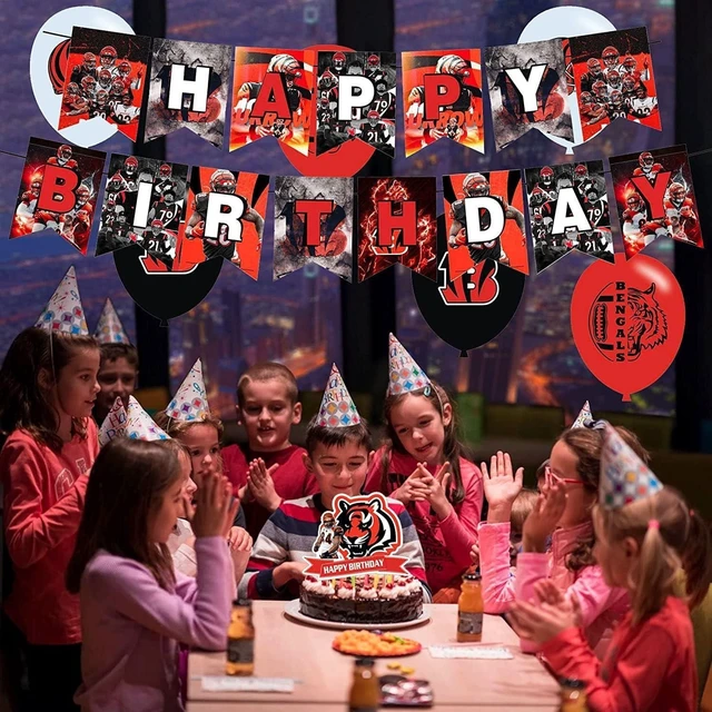 Alt view image 9 of 10 - Cincinnati Bengals Birthday Party Supplies Pack: Banner, Cake Topper, 12 Cupcake Toppers, 18 Balloons