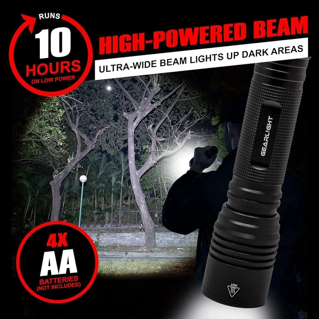Alt view image 9 of 14 - LED Flashlight High Lumens, Tactical Flashlight Battery Powered (Batteries Not Included), Bright Handheld Flashlight for Camping, Hunting, Home, Security, Hiking, Walking at Night & Emergency Use
