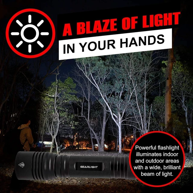 Alt view image 12 of 14 - LED Flashlight High Lumens, Tactical Flashlight Battery Powered (Batteries Not Included), Bright Handheld Flashlight for Camping, Hunting, Home, Security, Hiking, Walking at Night & Emergency Use