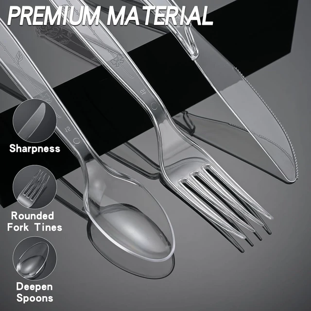 Alt view image 11 of 14 - 1000 Count Plastic Silverware Heavy Duty 500 Forks 500 Spoons | Shatterproof BPA-Free Disposable Cutlery Heat Resistant Disposable Plastic Utensils for Catering & Events, Party Supplies