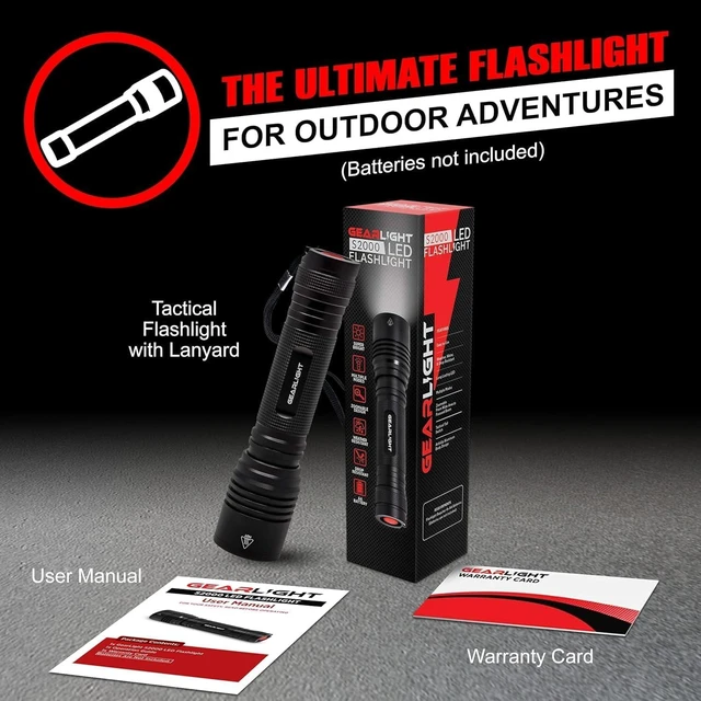 Alt view image 13 of 14 - LED Flashlight High Lumens, Tactical Flashlight Battery Powered (Batteries Not Included), Bright Handheld Flashlight for Camping, Hunting, Home, Security, Hiking, Walking at Night & Emergency Use