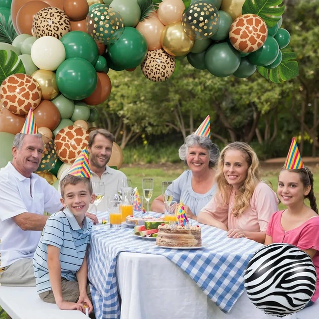 Alt view image 13 of 14 - 170Pcs Jungle Safari Balloons Arch Garland Kit, Sage Green Brown Animal Print Balloons Palm Leaves Wild One Safari Baby Shower Decorations for Boys Tropical Woodland Birthday Party Supplies