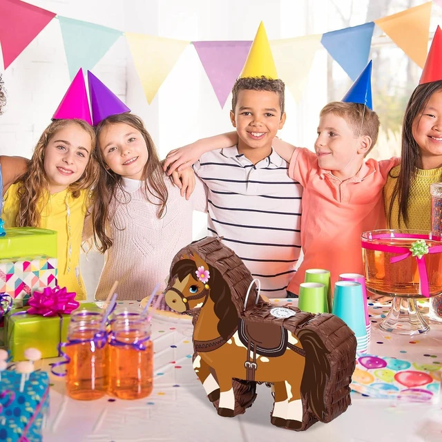 Alt view image 12 of 14 - Horse Piñata Brown Horse Birthday Party Decorations Cowgirl Piñata with Bat Stick Blindfold Mask Western Party Game Supplies for Cowgirl Birthday Baby Shower Decoration, 15 x 13.4 x 3.2 Inch