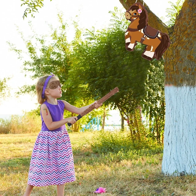 Alt view image 14 of 14 - Horse Piñata Brown Horse Birthday Party Decorations Cowgirl Piñata with Bat Stick Blindfold Mask Western Party Game Supplies for Cowgirl Birthday Baby Shower Decoration, 15 x 13.4 x 3.2 Inch