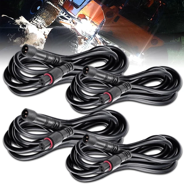 Alt view image 8 of 14 - LEDMIRCY LED Rock Lights Extension Cable Wire Cord 2Pin Waterproof 4PCS 5ft 22AWG with Male to Female Connectors 11mm Nut Size for Wheel Lights Driving Fog Light for Truck(Only for Single Color)