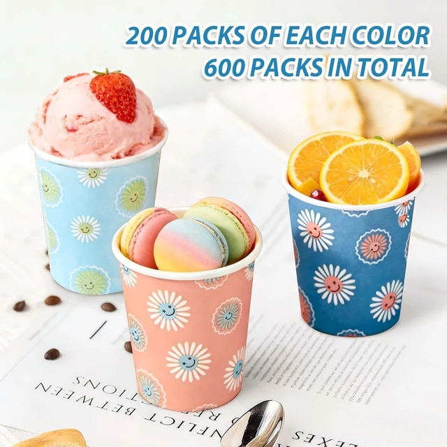 Alt view image 11 of 14 - SIUQ [600 Pack 5 oz Paper Cups, Disposable Bathroom Cups, Small Mouthwash Cups, Hot/Cold Beverage Drinking Mini Cup for Party, Picnic, BBQ, Travel (Daisy)