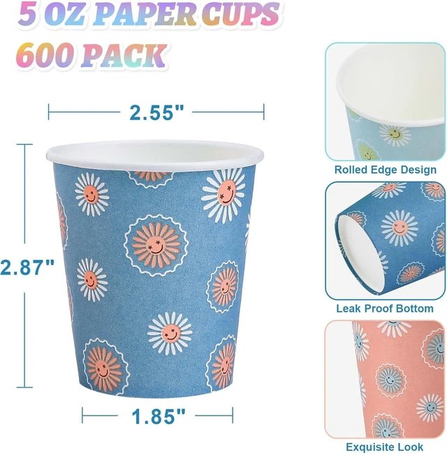 Alt view image 10 of 14 - SIUQ [600 Pack 5 oz Paper Cups, Disposable Bathroom Cups, Small Mouthwash Cups, Hot/Cold Beverage Drinking Mini Cup for Party, Picnic, BBQ, Travel (Daisy)