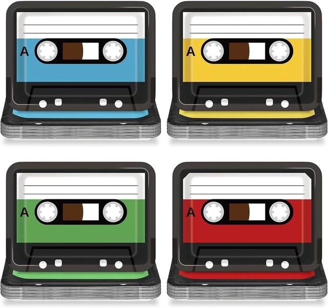 Alt view image 8 of 14 - 40PCS Cassette Tape Plates 70s 80s 90s Party Decorations 10 x 7 Inch Retro Square Paper Plates Tableware Music Themed Party Disposable Dinnerware for Retro Disco Hip Hop Kpop Theme Birthday Supplies