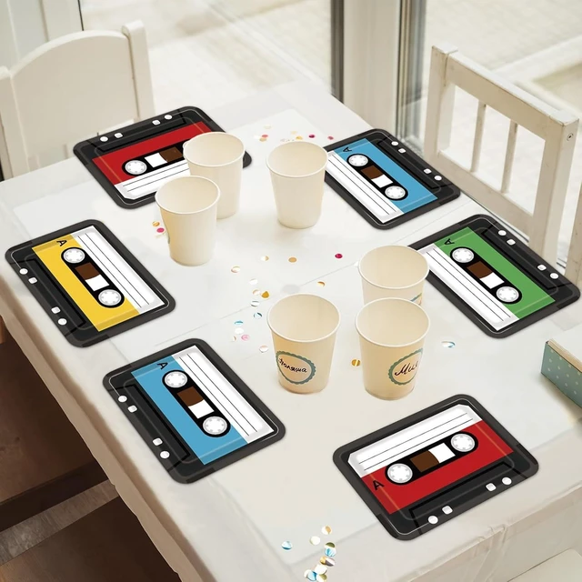 Alt view image 11 of 14 - 40PCS Cassette Tape Plates 70s 80s 90s Party Decorations 10 x 7 Inch Retro Square Paper Plates Tableware Music Themed Party Disposable Dinnerware for Retro Disco Hip Hop Kpop Theme Birthday Supplies