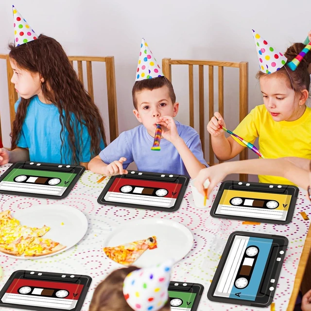 Alt view image 14 of 14 - 40PCS Cassette Tape Plates 70s 80s 90s Party Decorations 10 x 7 Inch Retro Square Paper Plates Tableware Music Themed Party Disposable Dinnerware for Retro Disco Hip Hop Kpop Theme Birthday Supplies
