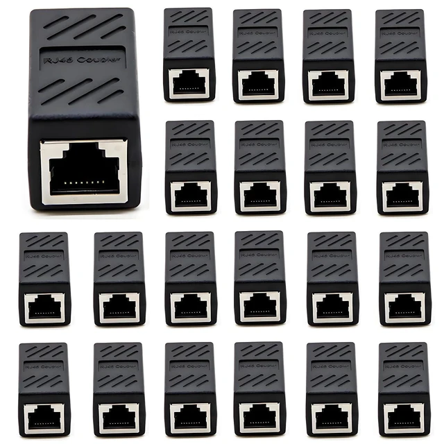 Alt view image 7 of 12 - RJ45 Cat5 Couplers (20 Pack) | in Line Coupler Cat5 Cat5e Cat6 Cat7 Ethernet Cable 8P8C Extender Adapter Female to Female, Black