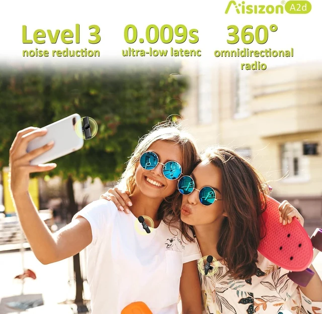 Alt view image 13 of 14 - Wireless Mics, Wireless Clip on Microphones, Lapel Microphone A2d One Pair Two, for Android Phone, iPhone 15, Laptop, Video Recording