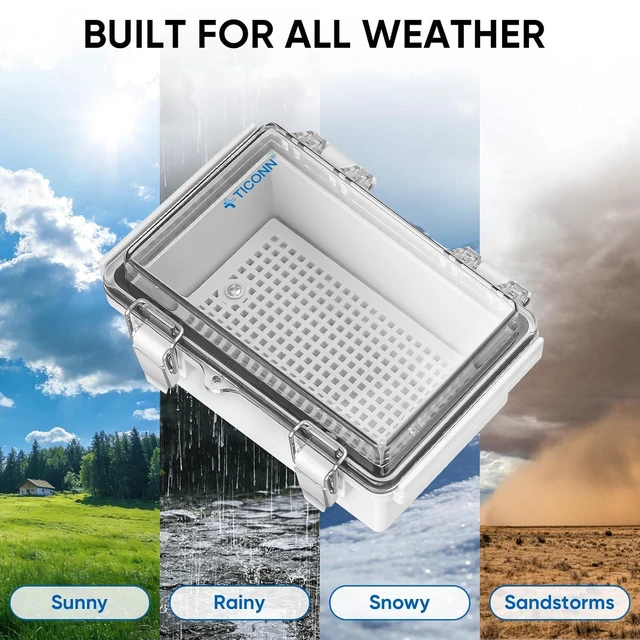 Alt view image 14 of 14 - TICONN Outdoor Electrical Box Waterproof, Junction Box IP67 ABS Plastic Enclosure with Hinged Cover with Mounting Plate, Wall Brackets, Cable Glands (Clear, 8.7"x6.7"x4.3")
