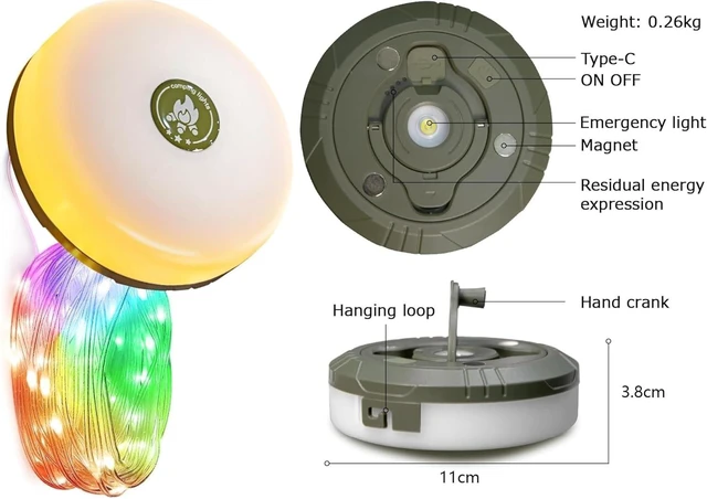 Alt view image 10 of 10 - Camping String Lights,Camping Essentials Gear 32.8FT Lamp Lights Waterproof, 4 in 1 Outdoor String Lights with 8 Modes for Awn Tent Yard Garden Hiking Travel Decoration and Holiday Christmas Gift