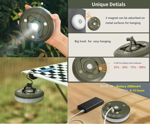 Alt view image 9 of 10 - Camping String Lights,Camping Essentials Gear 32.8FT Lamp Lights Waterproof, 4 in 1 Outdoor String Lights with 8 Modes for Awn Tent Yard Garden Hiking Travel Decoration and Holiday Christmas Gift