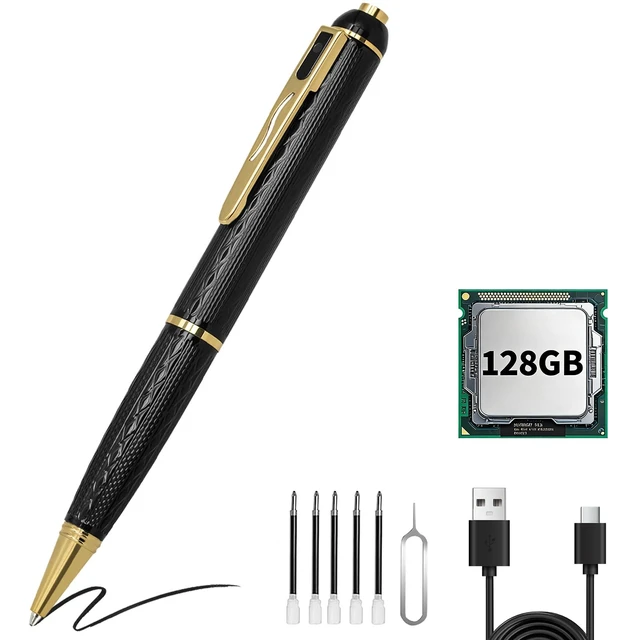 Alt view image 5 of 8 - 128GB Mini Hidden Camera Pen, 1080P FHD Nanny Cam with 300 Min Long Battery Life, One-Button Operation, Metal Body Micro Security Camera for Home Office (128GB)