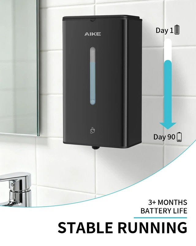 Alt view image 12 of 14 - Automatic Foam Soap Dispenser 33.8oz for Bathroom,Matteblack AK1207FA | Rich Foam and Steel Finish,5-Level Adjustable and Key for Commercial(Battery Not Included),Screw Wall Mount for Space-Saving