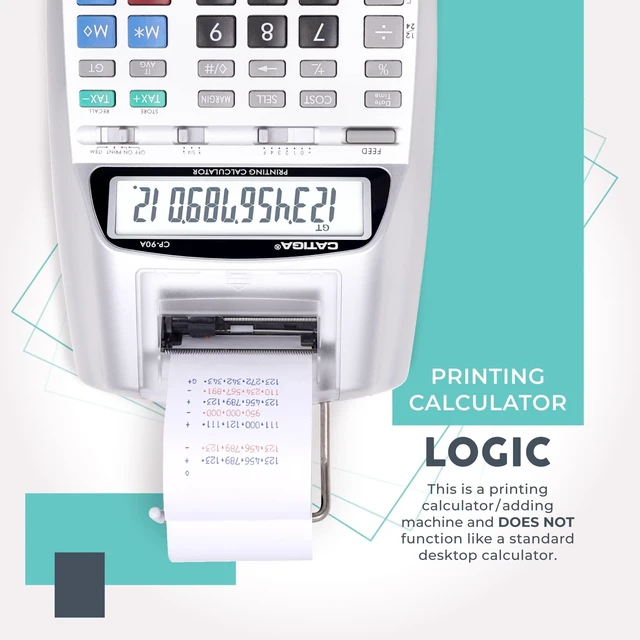 Alt view image 10 of 14 - Printing Calculator with Tape Print Out - 10 Key Adding Machine with Paper Roll, Desktop Electric Calculator for Accounting, Business, Finance, Home Office Use CP90A