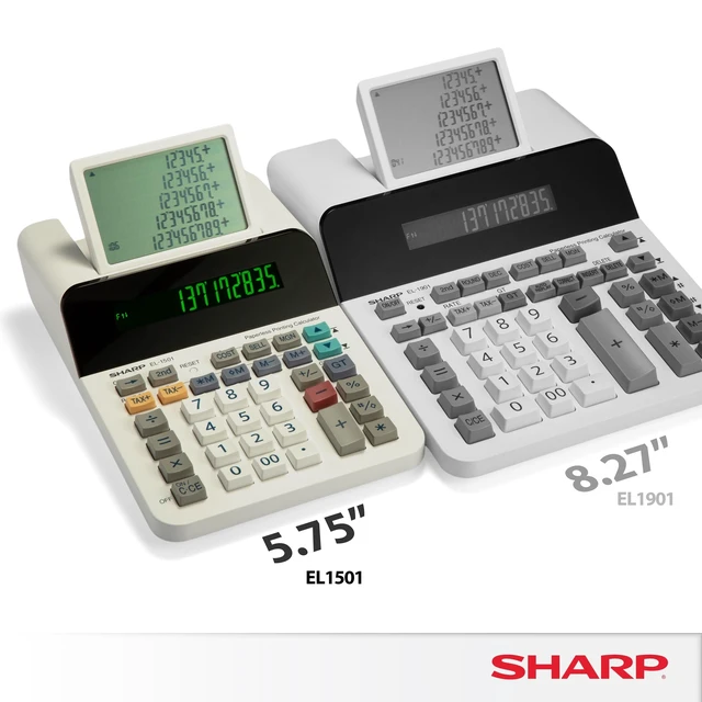 Alt view image 7 of 8 - Compact Cordless Paperless Business Calculator (EL-1501) | 2-Digit Display with 5-Line Scrolling LCD and Cost, Sell and Margin Keys