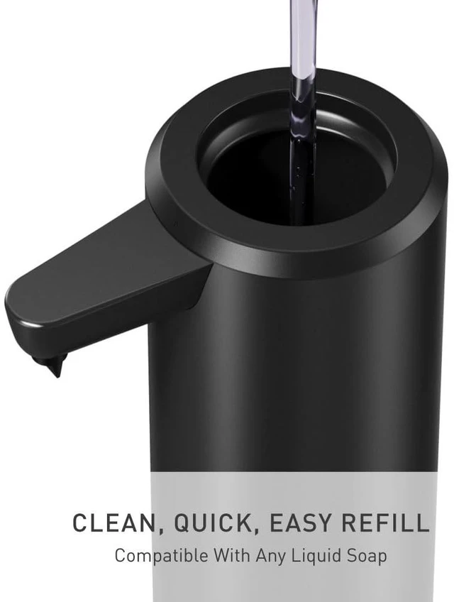 Alt view image 9 of 10 - Liquid Sensor Pump, 9 oz Automatic Soap Dispenser for Kitchen and Bathroom, Touchless Motion Sensor, Variable Dispense, Rechargeable, No-Drip Spout, High-Grade Matte Black Steel