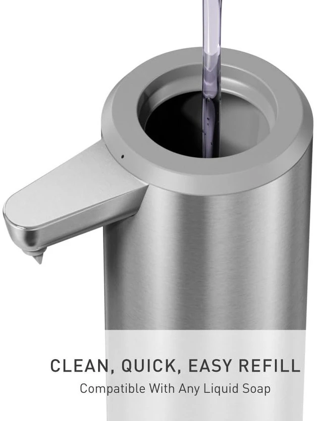 Alt view image 9 of 10 - Liquid Sensor Pump, 9 oz Automatic Soap Dispenser for Kitchen and Bathroom, Touchless Motion Sensor, Variable Dispense, Rechargeable, No-Drip Spout, High-Grade Brushed Stainless Steel